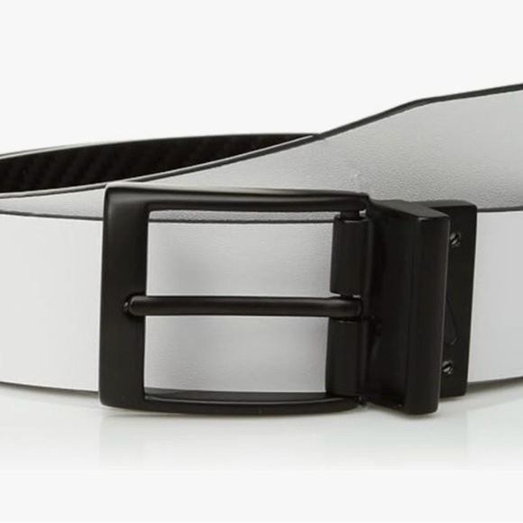 NIKE Reversible Leather Belt Black Carbon Fiber & White Men's Size 42 - Picture 12 of 16